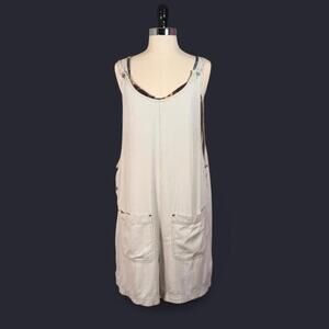 Tan/White Checked Gingham Overalls Shorts